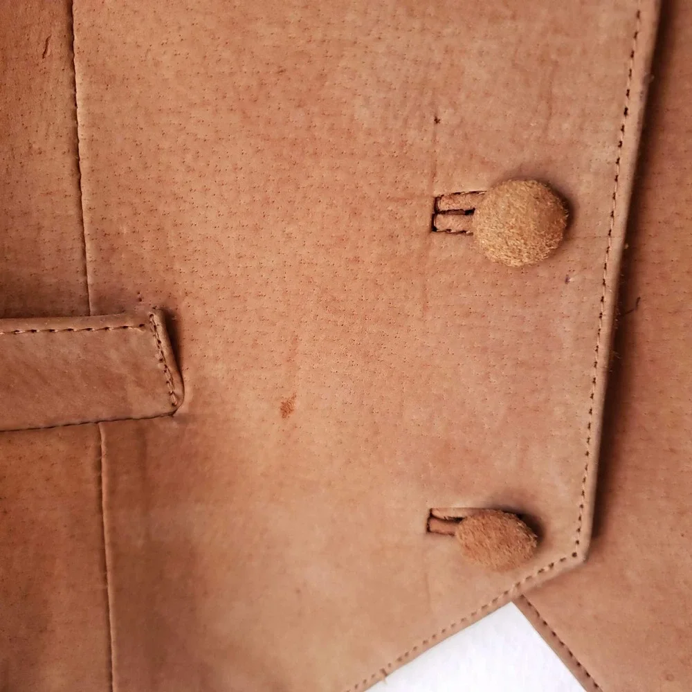 Vintage Suede Cognac Brown Western-Style Vest - Picture 6 of 11